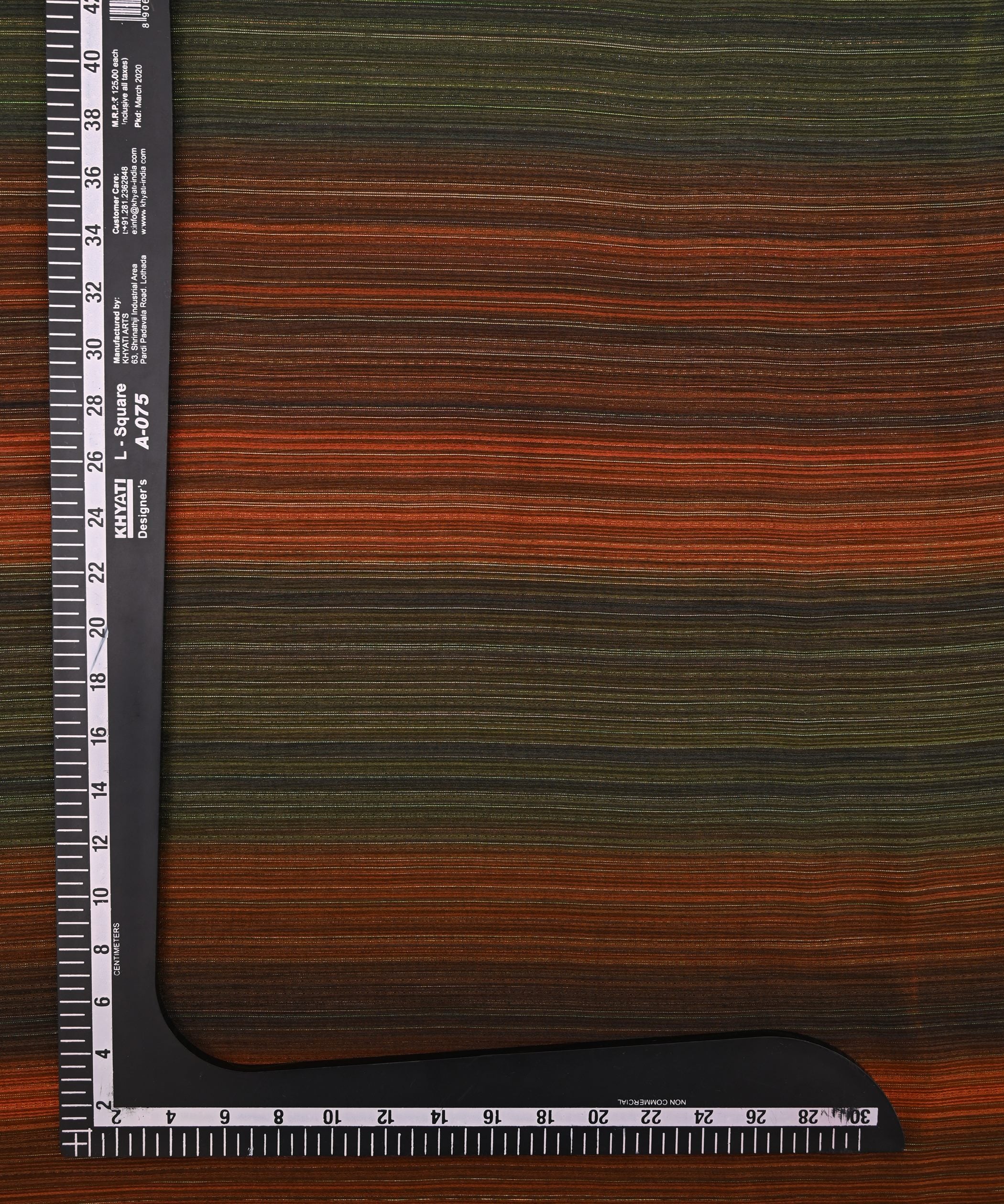 Rust Orange Shaded Georgette Fabric with Satin and Zari Stripes