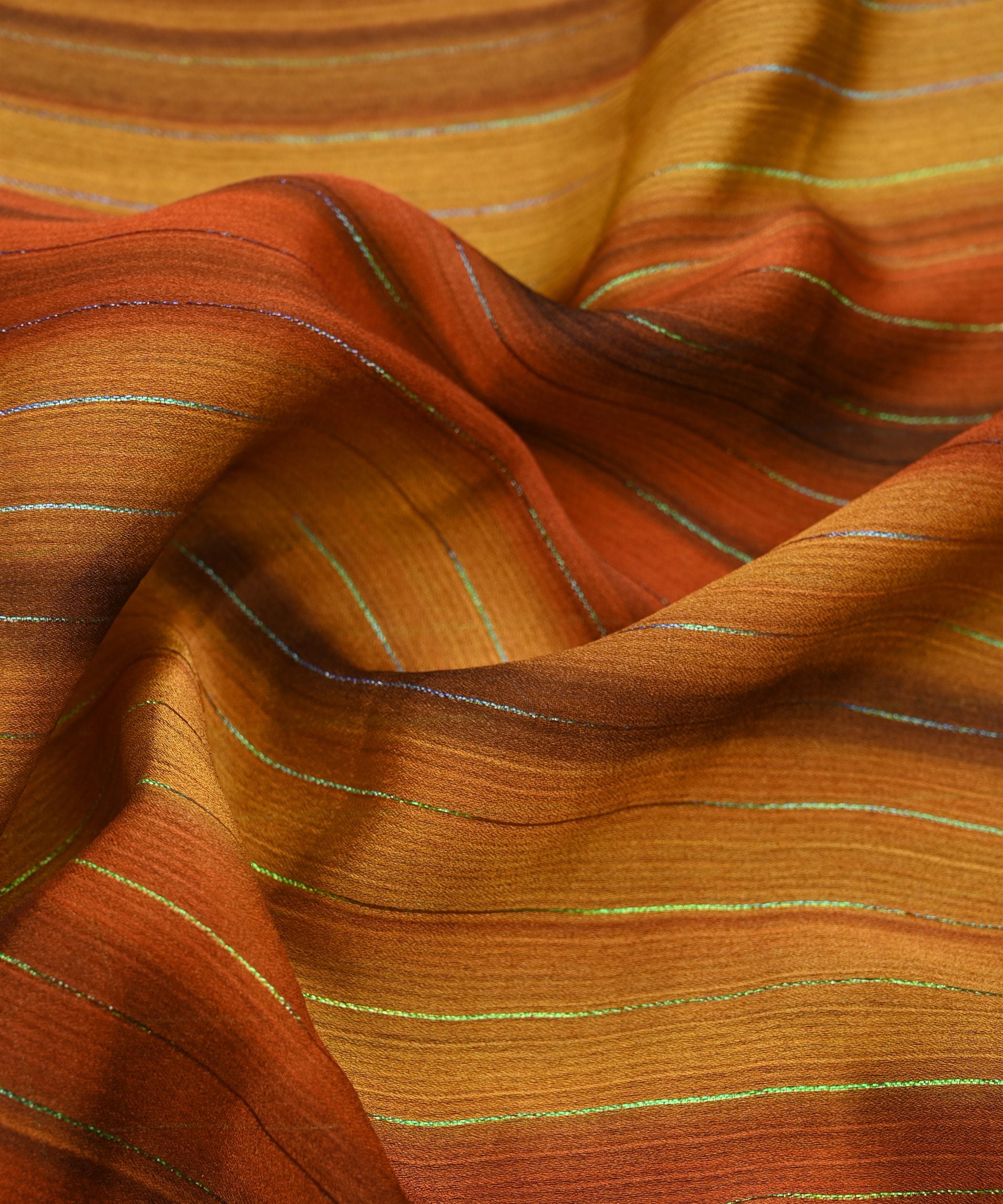 Bronze Shaded Chiffon Fabric with Zari Lining