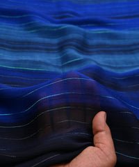 Navy Blue Shaded Chiffon Fabric with Zari Lining