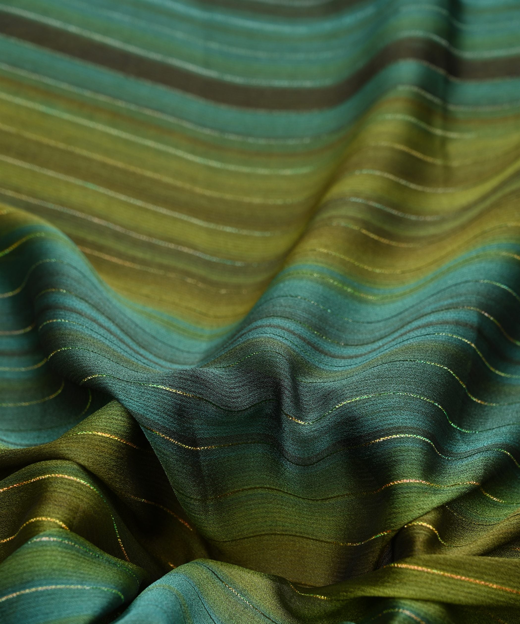 Pista Green Shaded Chiffon Fabric with Zari Lining