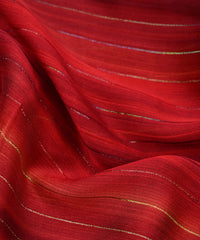 Red Shaded Chiffon Fabric with Zari Lining