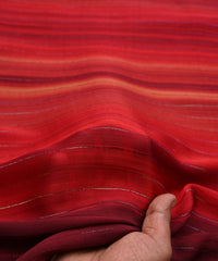 Red Shaded Chiffon Fabric with Zari Lining