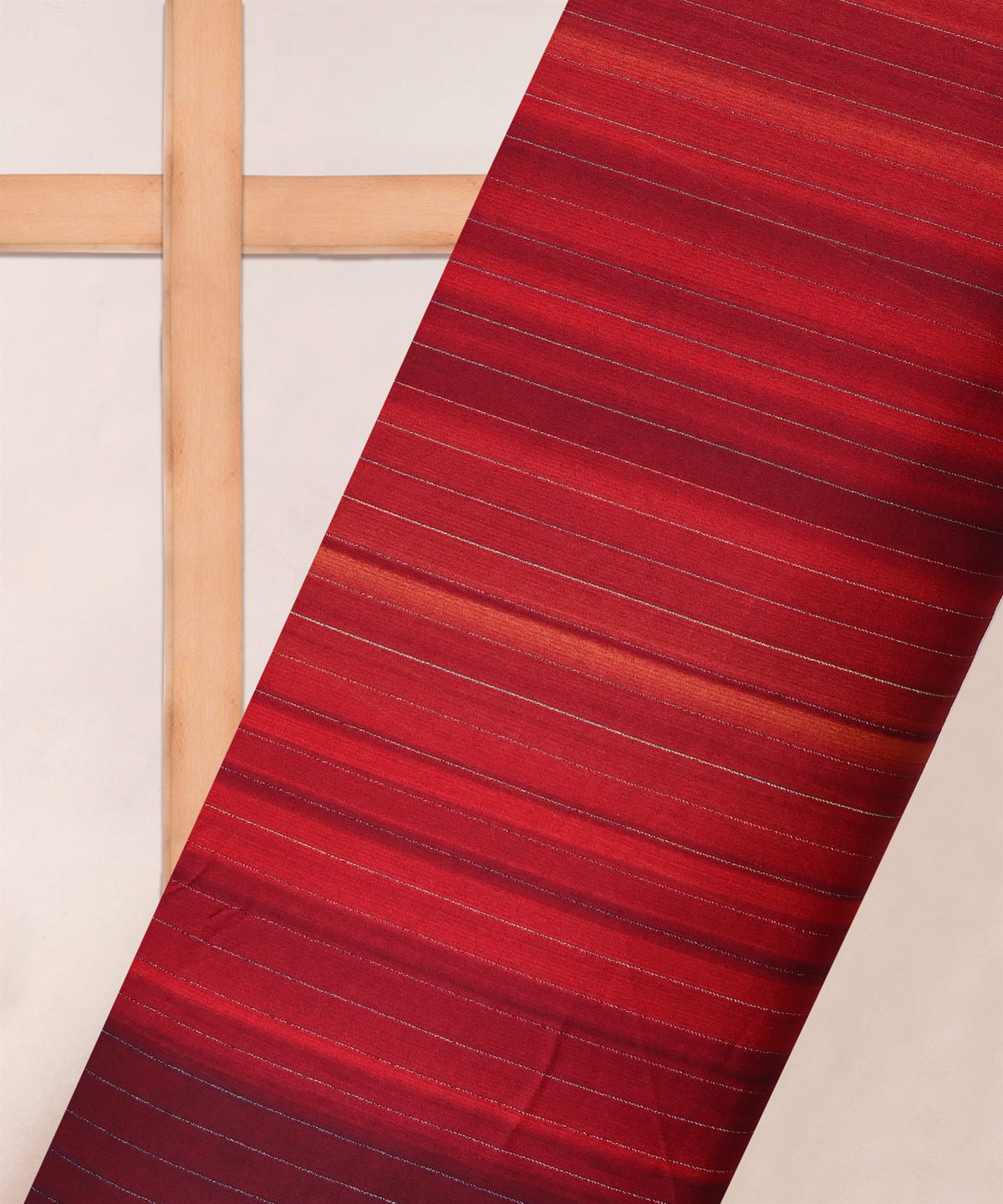 Red Shaded Chiffon Fabric with Zari Lining