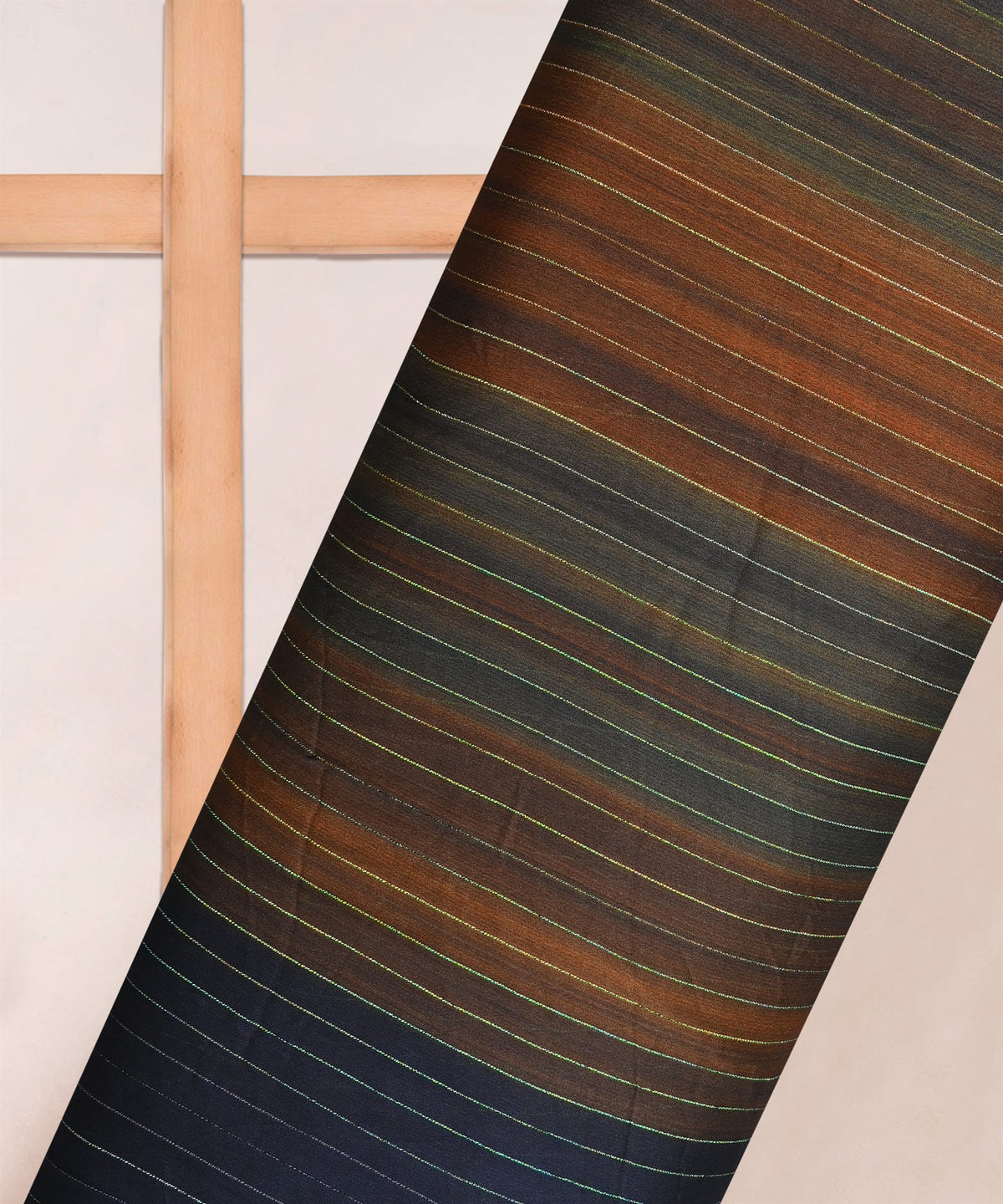 Rust Orange Shaded Chiffon Fabric with Zari Lining