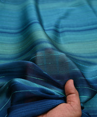 Teal Shaded Chiffon Fabric with Zari Lining