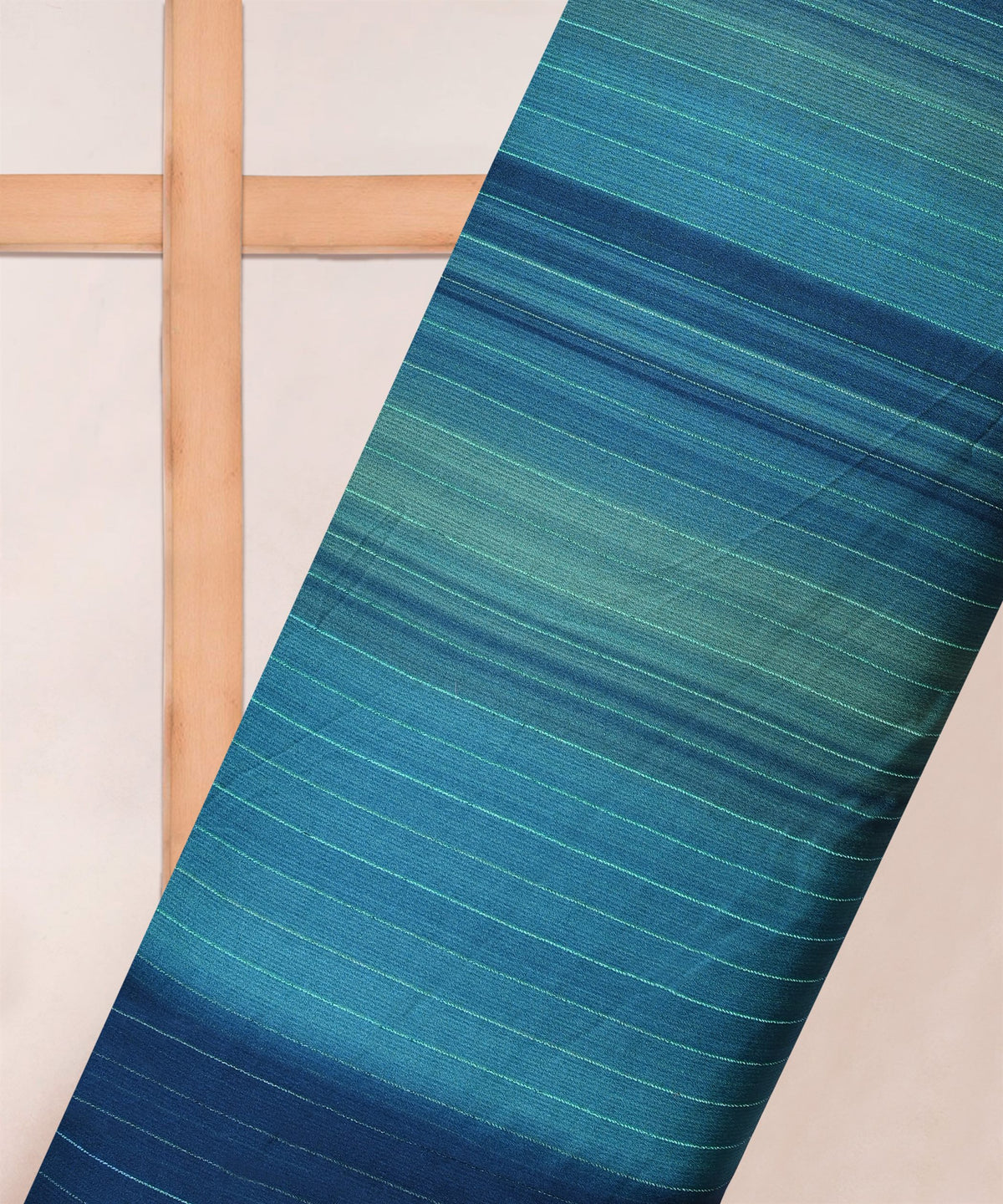 Teal Shaded Chiffon Fabric with Zari Lining
