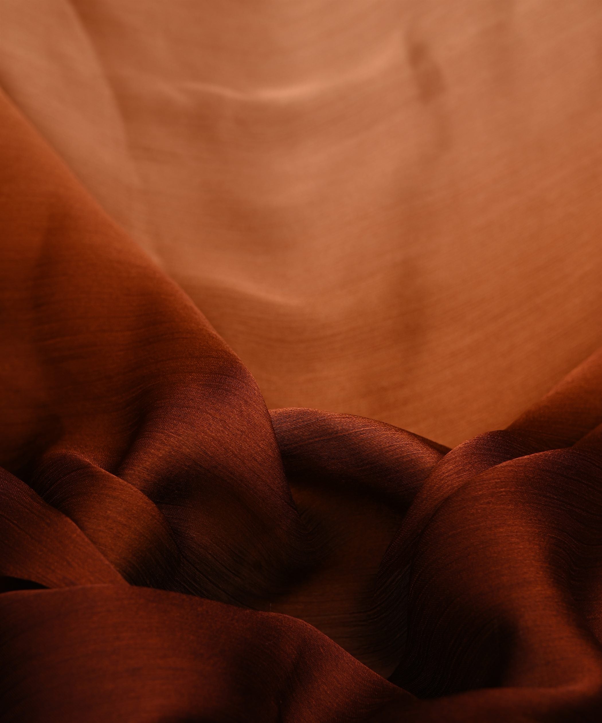 Coffee Plain Dyed Shaded Satin Chiffon Fabric