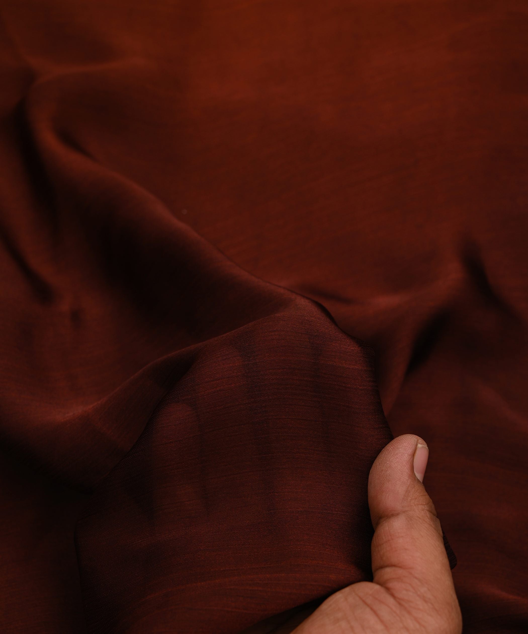 Coffee Plain Dyed Shaded Satin Chiffon Fabric