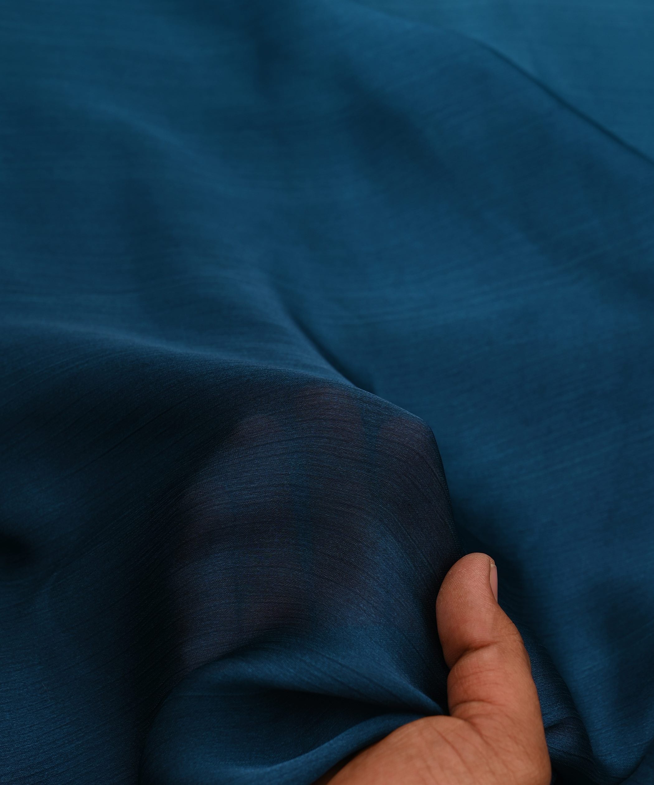 Teal Plain Dyed Shaded Satin Chiffon Fabric