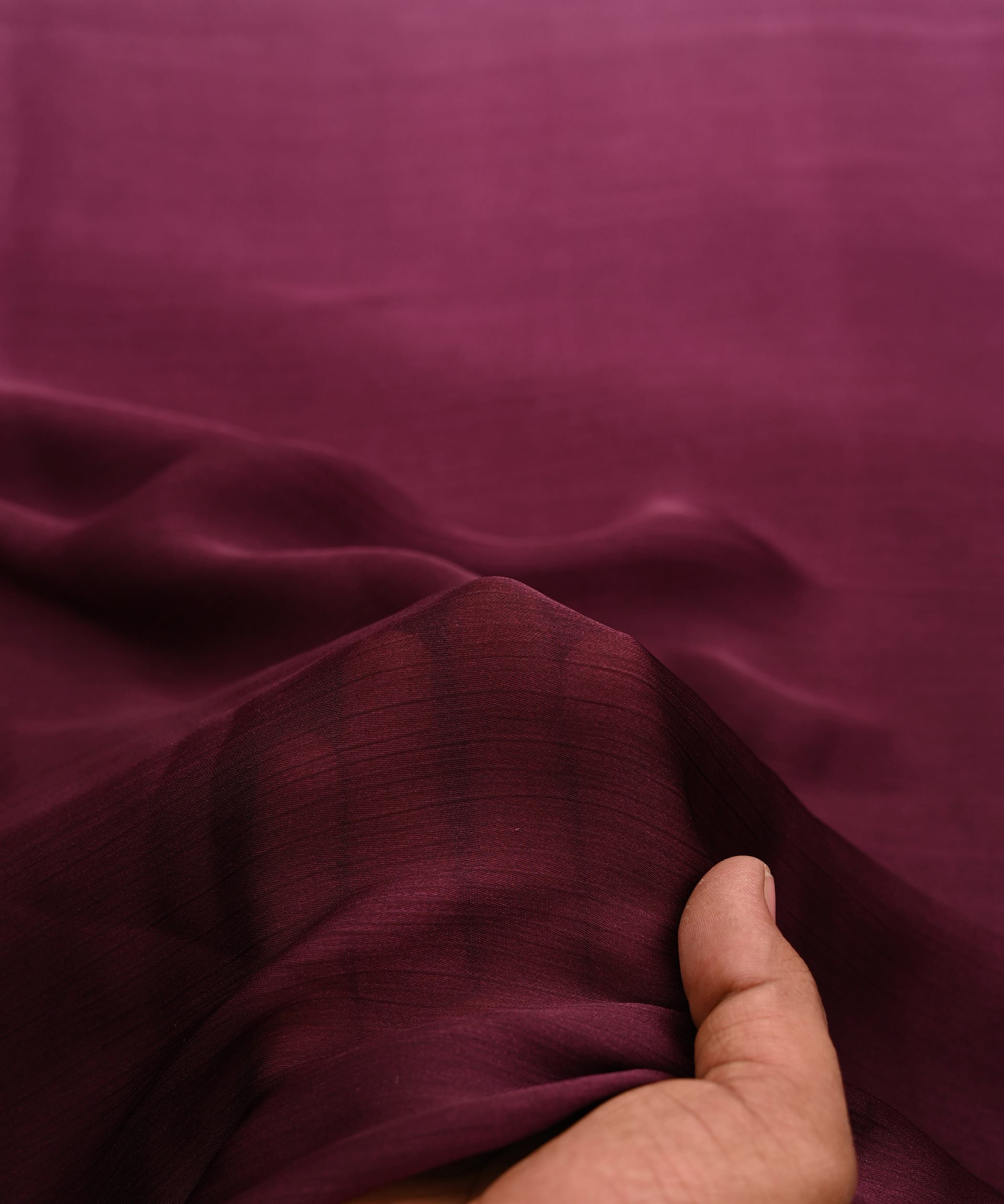 Wine Plain Dyed Shaded Satin Chiffon Fabric