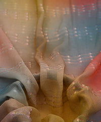 Navy Blue Shaded Weightless Fabric with Embroidery
