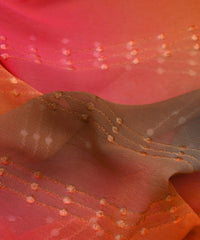 Orange Shaded Weightless Fabric with Embroidery