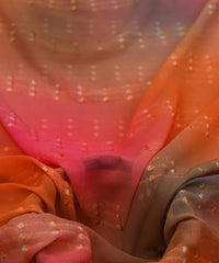 Orange Shaded Weightless Fabric with Embroidery