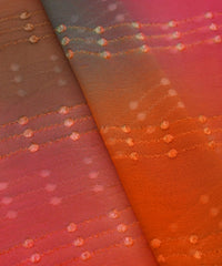 Orange Shaded Weightless Fabric with Embroidery