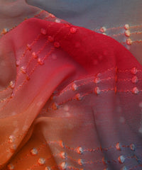 Red Shaded Weightless Fabric with Embroidery
