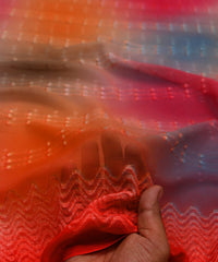 Red Shaded Weightless Fabric with Embroidery