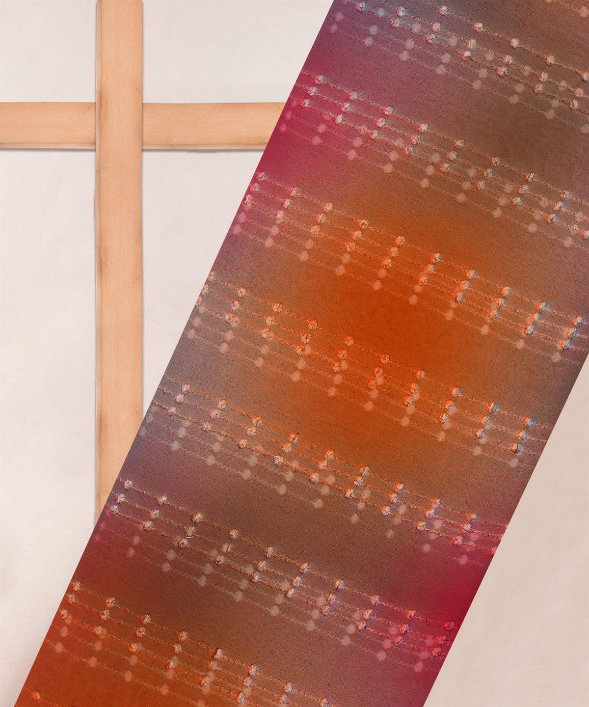Red Shaded Weightless Fabric with Embroidery