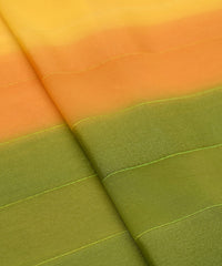 Green-Dark Green Shaded Weightless Fabric with Zari and Satin Stripes
