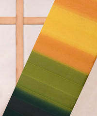 Green-Dark Green Shaded Weightless Fabric with Zari and Satin Stripes