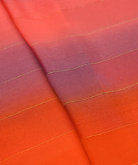 Orange-Red Shaded Weightless Fabric with Zari and Satin Stripes