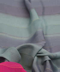 Pink-Red Shaded Weightless Fabric with Zari and Satin Stripes