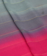 Pink-Red Shaded Weightless Fabric with Zari and Satin Stripes