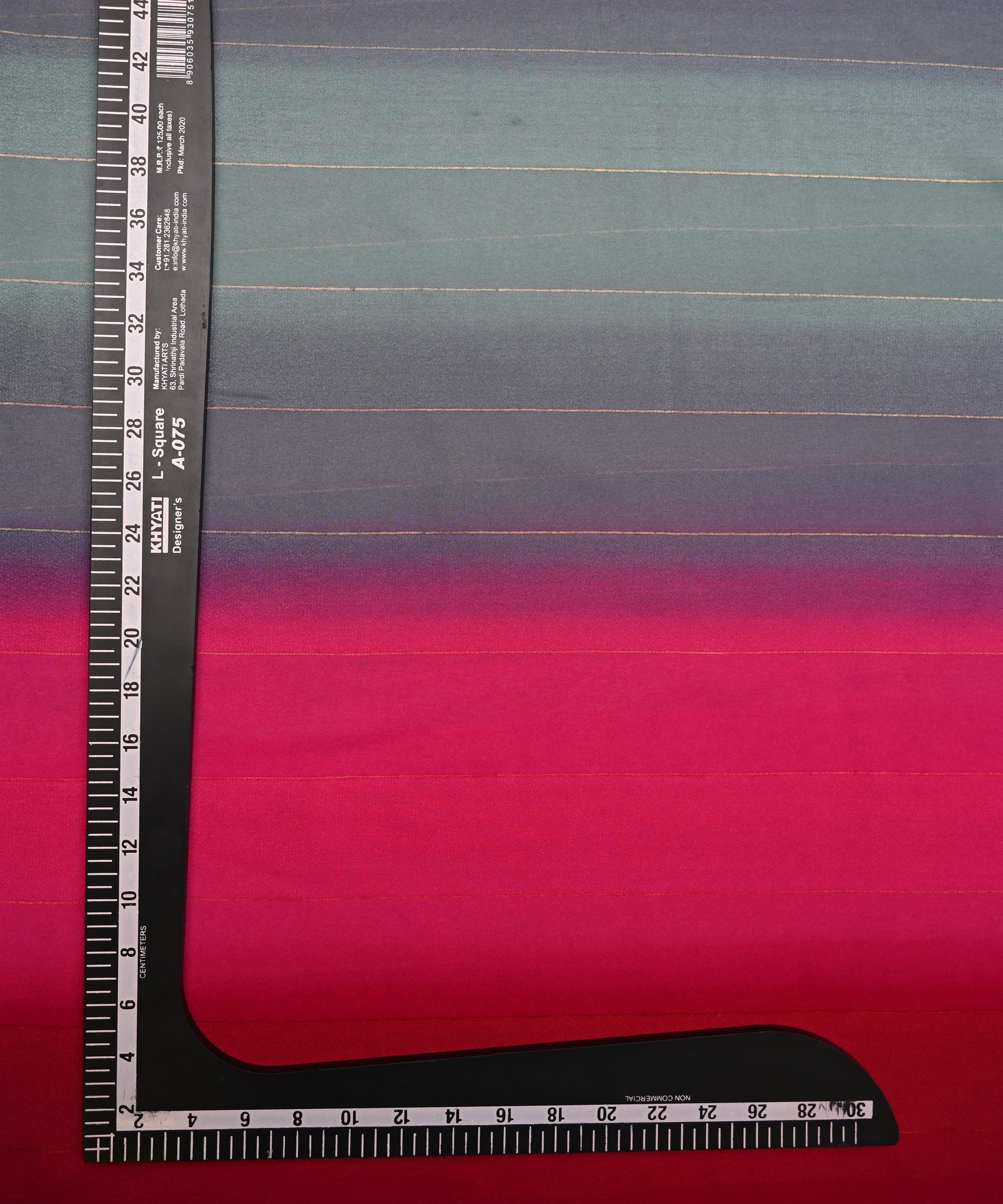 Pink-Red Shaded Weightless Fabric with Zari and Satin Stripes