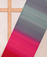 Pink-Red Shaded Weightless Fabric with Zari and Satin Stripes