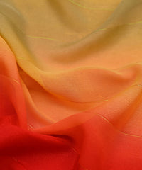 Yellow-Red Shaded Weightless Fabric with Zari and Satin Stripes