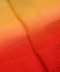 Yellow-Red Shaded Weightless Fabric with Zari and Satin Stripes