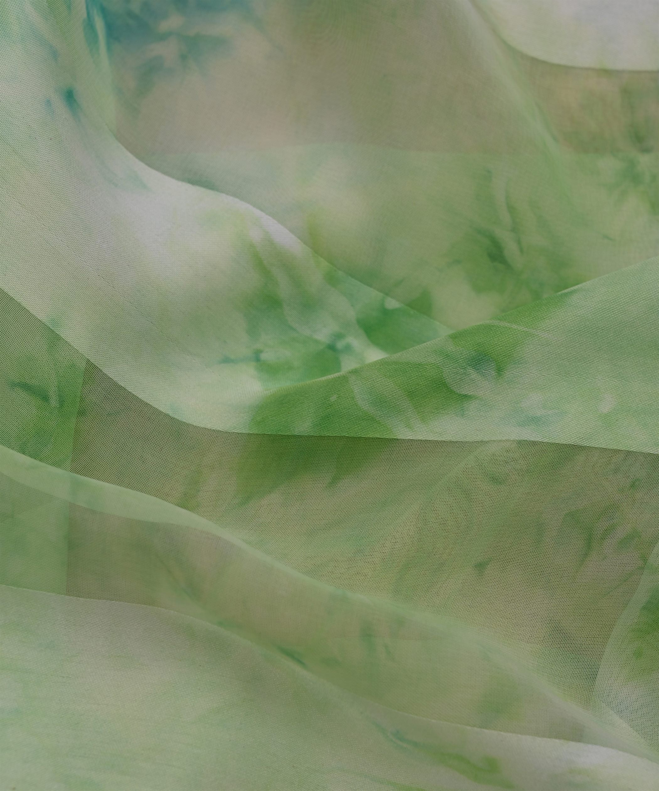 Green Shibori Georgette Fabric with Satin Patta
