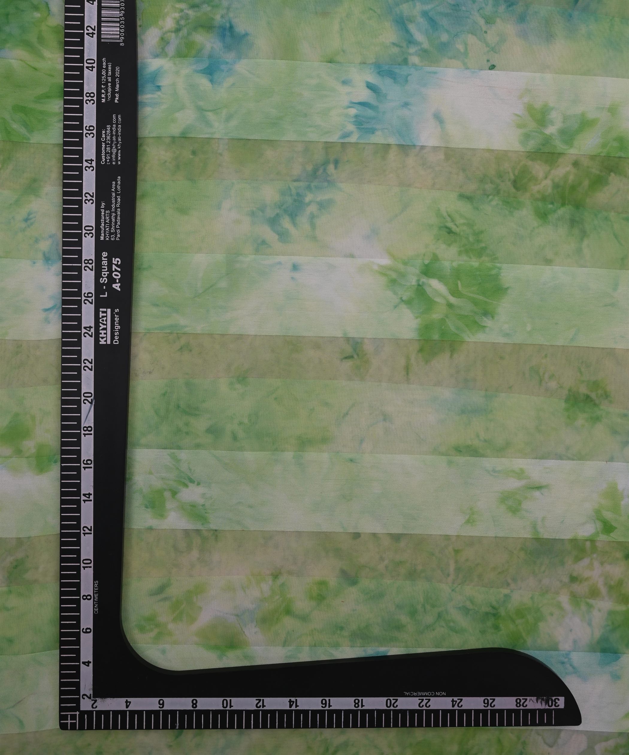 Green Shibori Georgette Fabric with Satin Patta