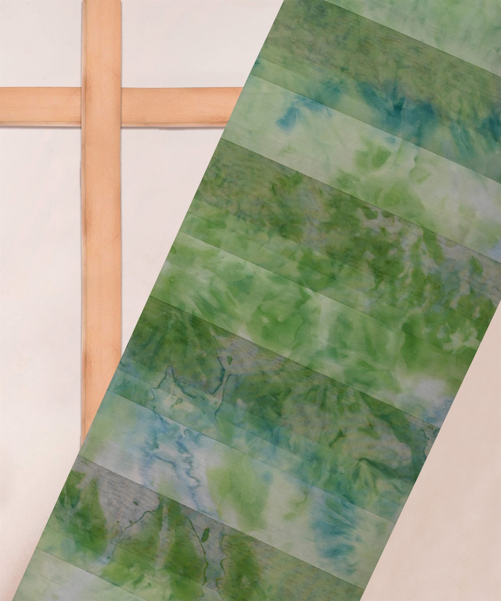 Green Shibori Georgette Fabric with Satin Patta