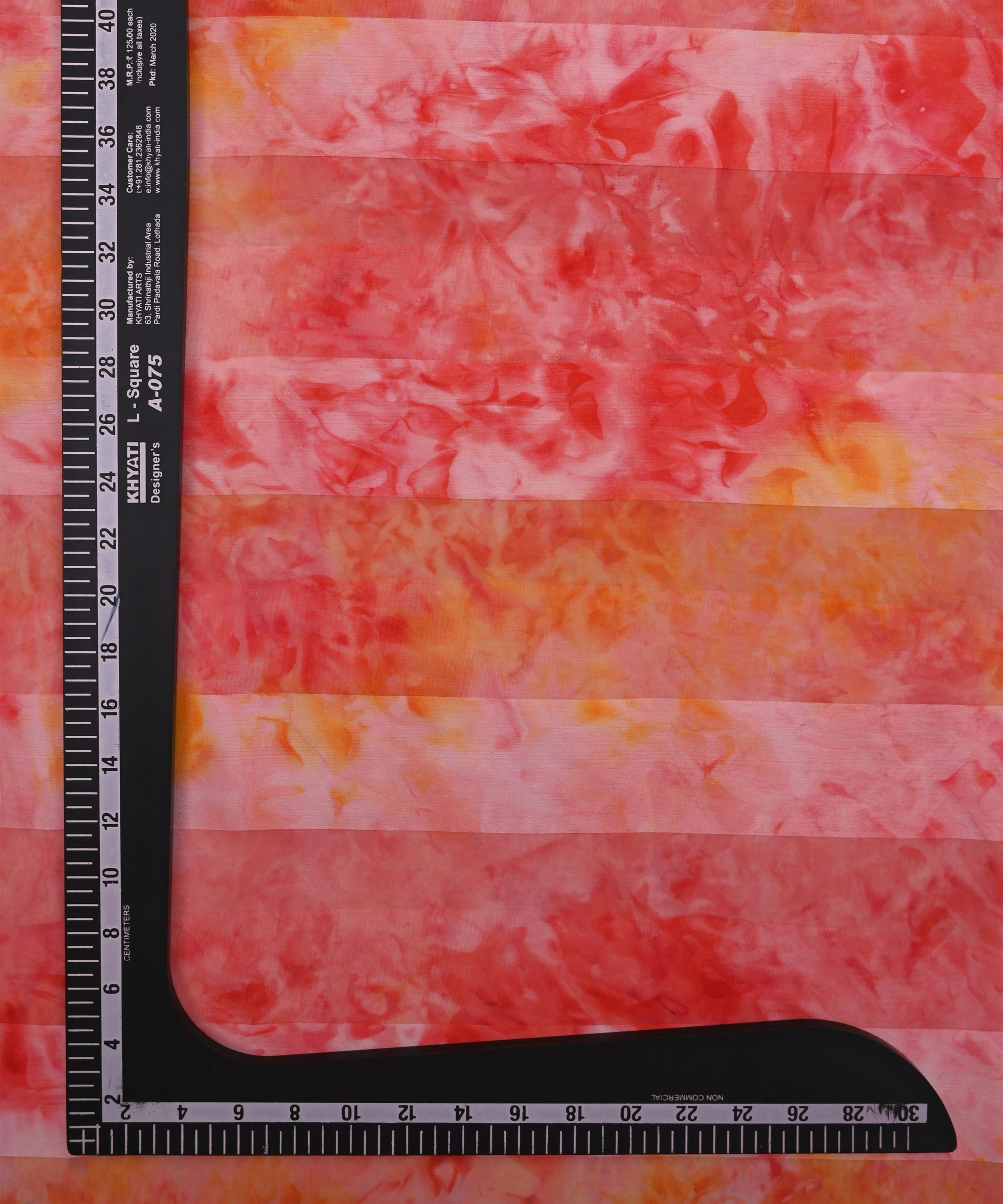 Red Shibori Georgette Fabric with Satin Patta