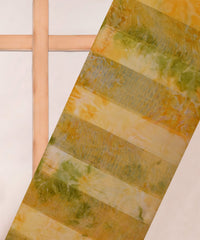 Yellow Shibori Georgette Fabric with Satin Patta