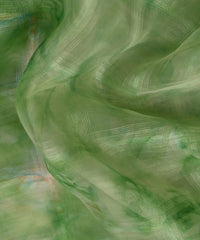 Green Shibori Organza Fabric with Checks