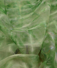 Green Shibori Organza Fabric with Checks