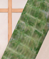 Green Shibori Organza Fabric with Checks