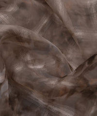 Grey Shibori Organza Fabric with Checks