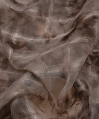 Grey Shibori Organza Fabric with Checks