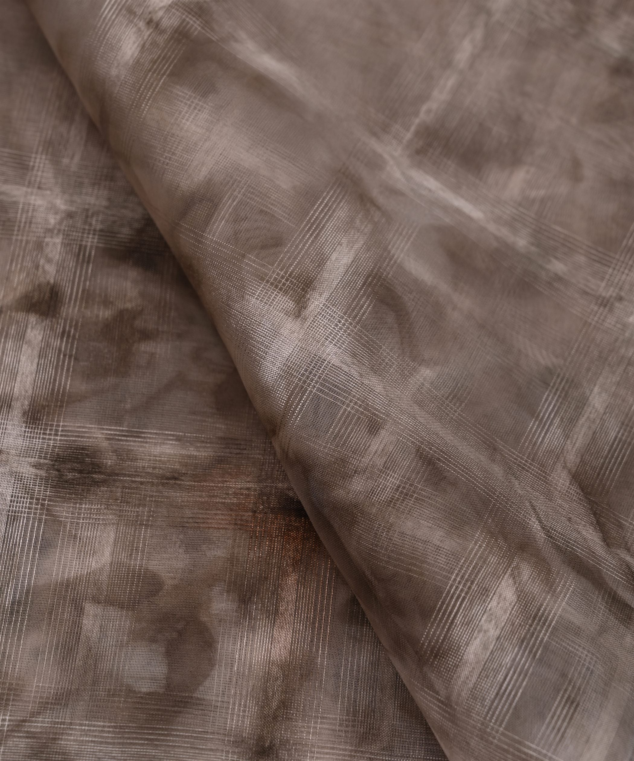 Grey Shibori Organza Fabric with Checks