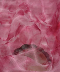 Pink Shibori Organza Fabric with Checks