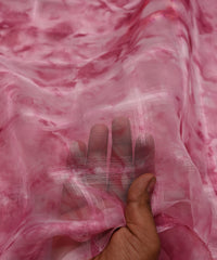 Pink Shibori Organza Fabric with Checks
