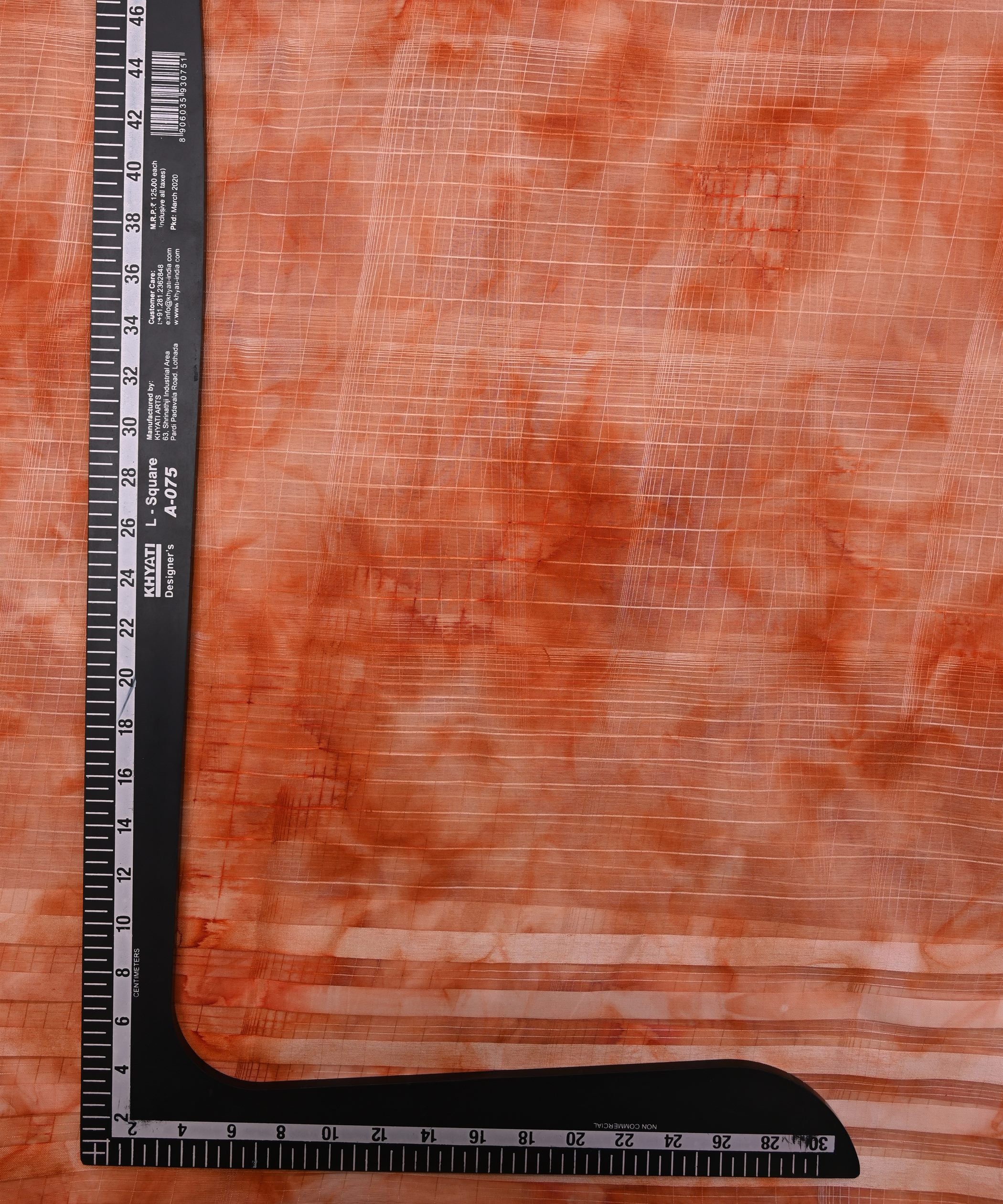 Orange Shibori Organza Fabric with Satin Border