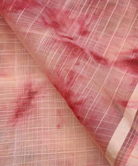 Peach Shibori Organza Fabric with Satin Border