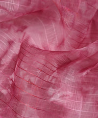 Powder Pink Shibori Organza Fabric with Satin Border