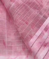 Powder Pink Shibori Organza Fabric with Satin Border