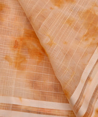 Yellow Shibori Organza Fabric with Satin Border
