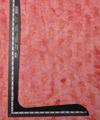 Coral Shibori Silk Fabric with Floral Patch