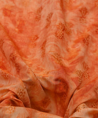 Orange Shibori Silk Fabric with Floral Patch